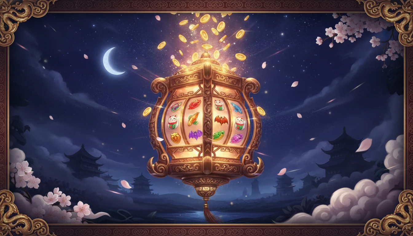 Slot Lantern -kolikkopeli hehkuvien punaisen ja kultaisen lyhtyjen ympäröimänä